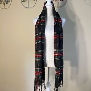 New! Achillea Red Gray Green Scottish Tartan Plaid Scarf with Fringe